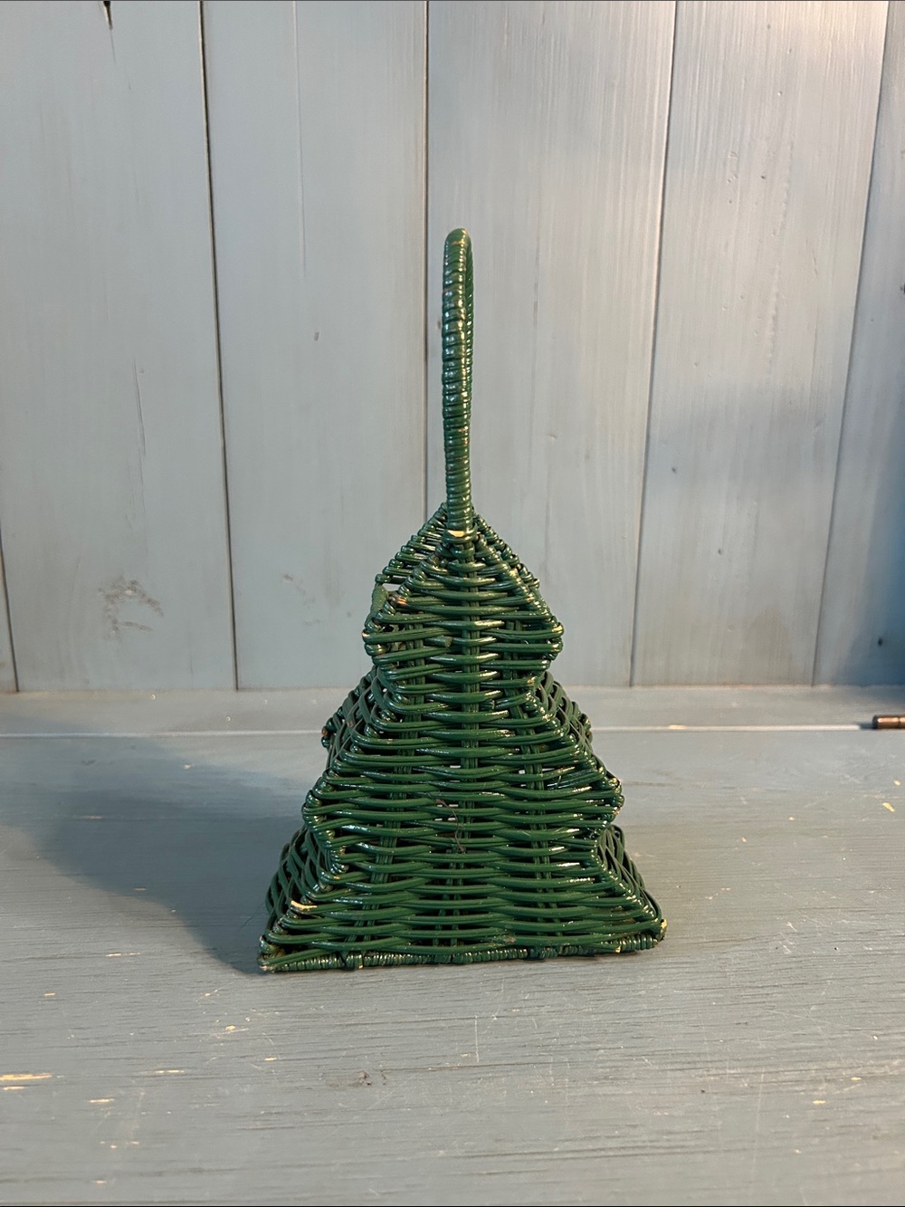 Dark Green Woven Wicker Tree Basket - Christmas Decor